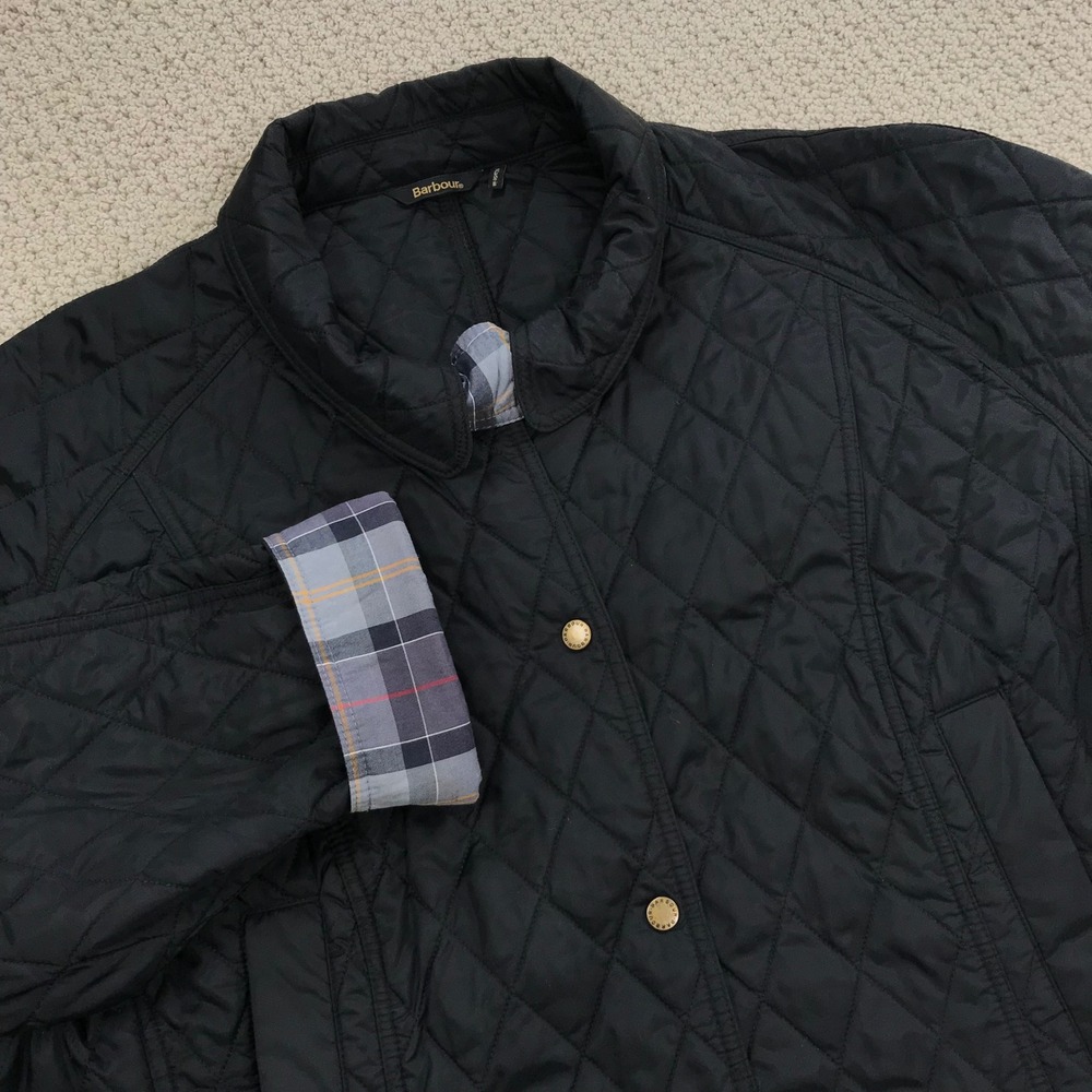 Barbour Summer Beadnell Quilt Plus Jacket Black Diamond Quilted Tartan Trim
